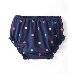 Babyhug 100% Cotton Full Sleeves Frock With Bloomer Polka Dots Print - Pink & Navy Blue