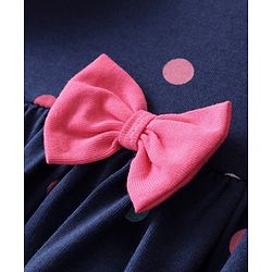 Babyhug 100% Cotton Full Sleeves Frock With Bloomer Polka Dots Print - Pink & Navy Blue