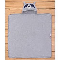 Babyhug Terry Woven Hooded Towel & Wrapper L 76 x B 76 cm Raccoon Print - Grey