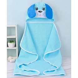 Babyhug Terry Woven Hooded Towel with Puppy Design 76.2x76.2 cm - Blue