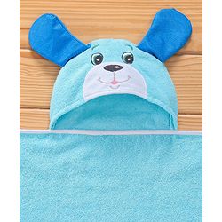 Babyhug Terry Woven Hooded Towel with Puppy Design 76.2x76.2 cm - Blue