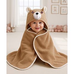 Babyhug Terry Woven Hooded Towel with Teddy Design 76.2x76.2 cm - Brown