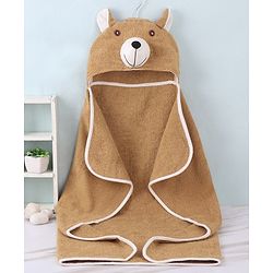 Babyhug Terry Woven Hooded Towel with Teddy Design 76.2x76.2 cm - Brown