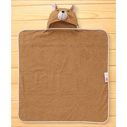 Babyhug Terry Woven Hooded Towel with Teddy Design 76.2x76.2 cm - Brown