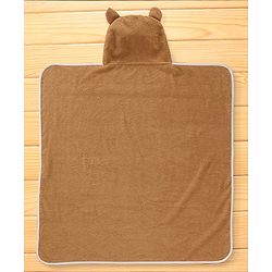 Babyhug Terry Woven Hooded Towel with Teddy Design 76.2x76.2 cm - Brown