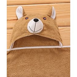 Babyhug Terry Woven Hooded Towel with Teddy Design 76.2x76.2 cm - Brown