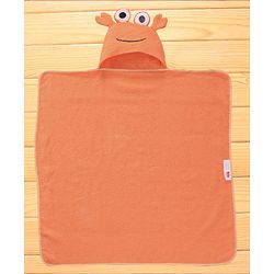 Babyhug Terry Woven Hooded Towel with Froggy Design 76.2x76.2 cm - Orange