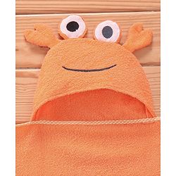 Babyhug Terry Woven Hooded Towel with Froggy Design 76.2x76.2 cm - Orange
