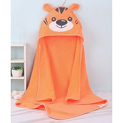 Babyhug Terry Woven Hooded Towel with Tiger Design 76.2x76.2 cm - Orange
