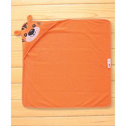 Babyhug Terry Woven Hooded Towel with Tiger Design 76.2x76.2 cm - Orange