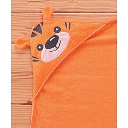 Babyhug Terry Woven Hooded Towel with Tiger Design 76.2x76.2 cm - Orange