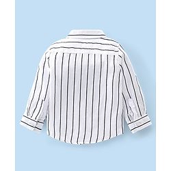 Babyhug 100% Cotton Knit Full Sleeves Shirt & Jeans Striped - White & Blue