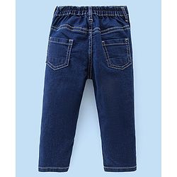 Babyhug 100% Cotton Knit Full Sleeves Shirt & Jeans Striped - White & Blue