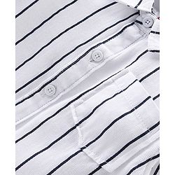 Babyhug 100% Cotton Knit Full Sleeves Shirt & Jeans Striped - White & Blue