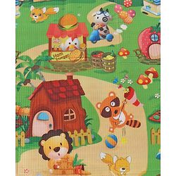 Babyhug Cow & Lion Printed Play Mat  - Green