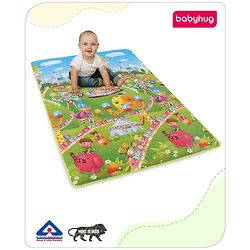 Babyhug Cow & Lion Printed Play Mat  - Green