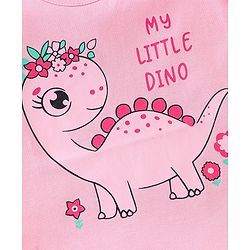 Babyhug 100% Cotton Knit Half Sleeves Top With Dino Graphics - Pink