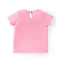 Babyhug 100% Cotton Knit Half Sleeves Top With Dino Graphics - Pink