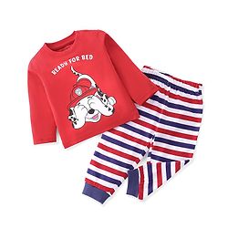 Babyhug Single Jersey Paw Patrol Full Sleeves Night Suit Marshall Printed - Red