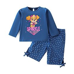 Babyhug Cotton Knit Full Sleeves Night Suit With Paw Patrol Print - Navy Blue