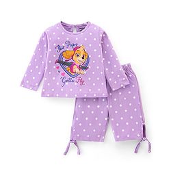 Babyhug Cotton Knit Full Sleeves Paw Patrol Print Night Suit - Lavender