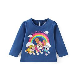 Babyhug Cotton Knit Full Sleeves Night Suit With Paw Patrol Print - Navy Blue & Pink