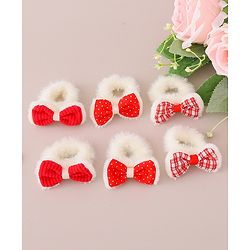 Babyhug Rubber Bands with Bow Appliques Pack of 6 -Red and White