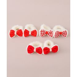 Babyhug Rubber Bands with Bow Appliques Pack of 6 -Red and White
