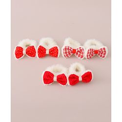Babyhug Rubber Bands with Bow Appliques Pack of 6 -Red and White