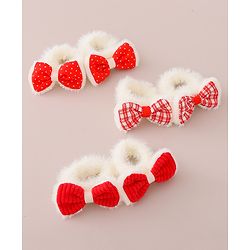 Babyhug Rubber Bands with Bow Appliques Pack of 6 -Red and White