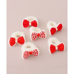 Babyhug Rubber Bands with Bow Appliques Pack of 6 -Red and White