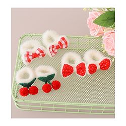 Babyhug Rubber Bands with Bow and Cherry Appliques Pack of 6 - Red and White