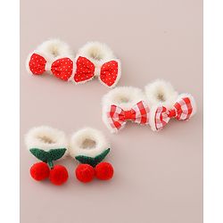 Babyhug Rubber Bands with Bow and Cherry Appliques Pack of 6 - Red and White