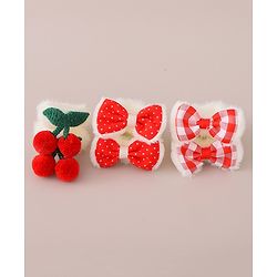 Babyhug Rubber Bands with Bow and Cherry Appliques Pack of 6 - Red and White