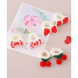Babyhug Rubber Bands with Bow and Cherry Appliques Pack of 6 - Red and White