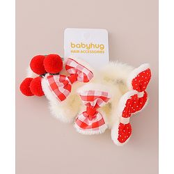 Babyhug Rubber Bands with Bow and Cherry Appliques Pack of 6 - Red and White