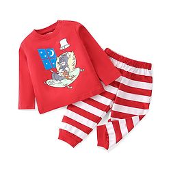 Babyhug Single Jersey Full Sleeves Nightsuit Tom & Jerry Printed - Red