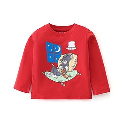 Babyhug Single Jersey Full Sleeves Nightsuit Tom & Jerry Printed - Red
