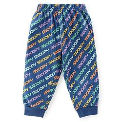 Babyhug Cotton Knit Full Sleeves Night Suit With Snoopy In Space Print - Navy Blue