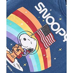 Babyhug Cotton Knit Full Sleeves Night Suit With Snoopy In Space Print - Navy Blue