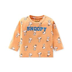 Babyhug Cotton Knit Full Sleeves Night Suit With Snoopy Print - Orange & Blue