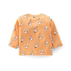 Babyhug Cotton Knit Full Sleeves Night Suit With Snoopy Print - Orange & Blue