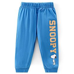 Babyhug Cotton Knit Full Sleeves Night Suit With Snoopy Print - Orange & Blue