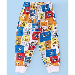 Babyhug Cotton Knit Full Sleeves Night Suit With Snoopy Print - Blue & White