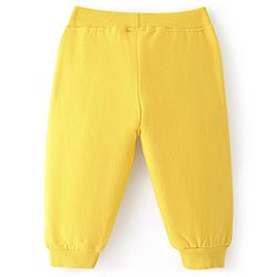 Babyhug Cotton Knit Full Length Lounge Pant With Text Print - Yellow