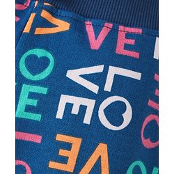 Babyhug Cotton Looper Knit Full Length Lounge Pant Text Print - Navy Blue