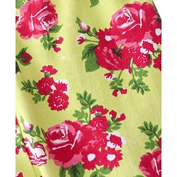 Babyhug Cotton Looper Knit Full Length Lounge Pant Floral Print - Lime Green