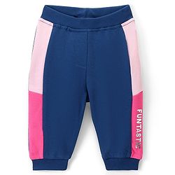 Babyhug Cotton Looper Full Length Lounge Pant With Text Print - Navy Blue