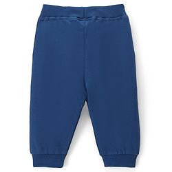 Babyhug Cotton Looper Full Length Lounge Pant With Text Print - Navy Blue