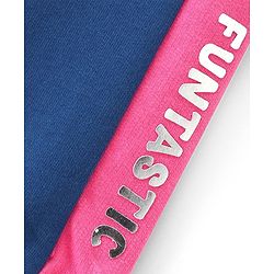 Babyhug Cotton Looper Full Length Lounge Pant With Text Print - Navy Blue